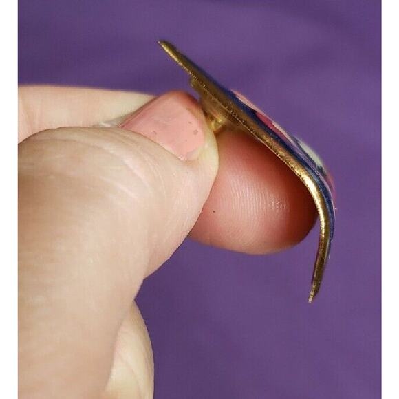 Retro Multicolored Earrings Glittery Swirl Enamel Curved Teardrop Gold Tone - Picture 5 of 13